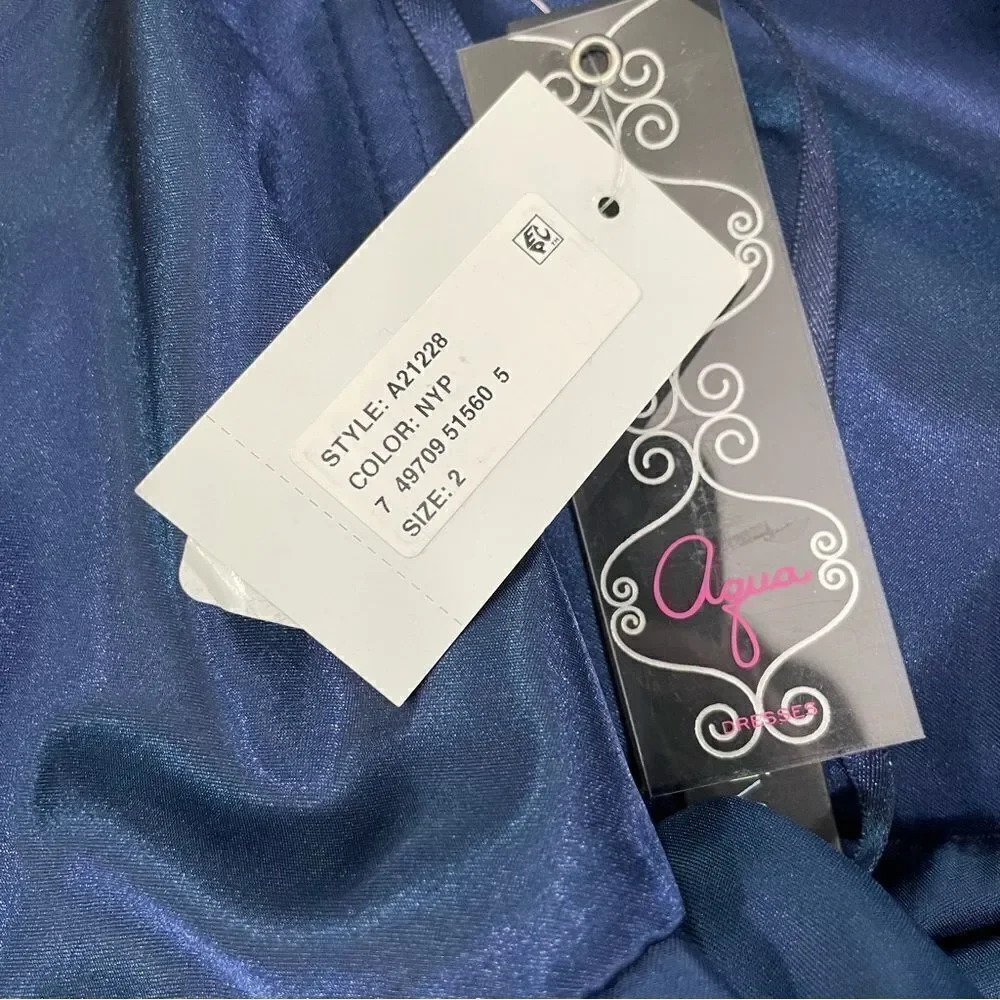 NWT Aqua‎ Blue Ombre Evening Gown Long Dress Size 2